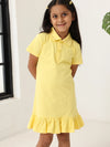 Spunkies Yellow Girls Solid Collared Short Sleeves T-Shirt Dress