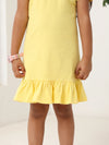 Spunkies Yellow Girls Solid Collared Short Sleeves T-Shirt Dress