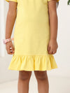 Spunkies Yellow Girls Solid Collared Short Sleeves T-Shirt Dress