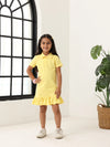 Spunkies Yellow Girls Solid Collared Short Sleeves T-Shirt Dress