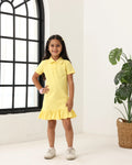 Spunkies Yellow Girls Solid Collared Short Sleeves T-Shirt Dress