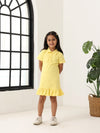 Spunkies Yellow Girls Solid Collared Short Sleeves T-Shirt Dress