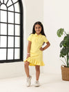 Spunkies Yellow Girls Solid Collared Short Sleeves T-Shirt Dress