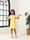 Spunkies Yellow Girls Solid Collared Short Sleeves T-Shirt Dress