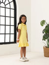 Spunkies Yellow Girls Solid Collared Short Sleeves T-Shirt Dress