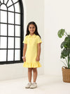 Spunkies Yellow Girls Solid Collared Short Sleeves T-Shirt Dress