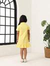 Spunkies Yellow Girls Solid Collared Short Sleeves T-Shirt Dress