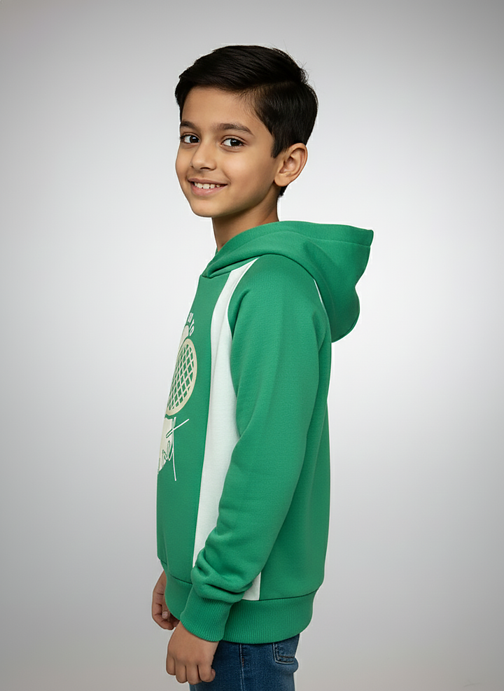 Boys Green Hoodie Printed Hoodie Sweatshirt