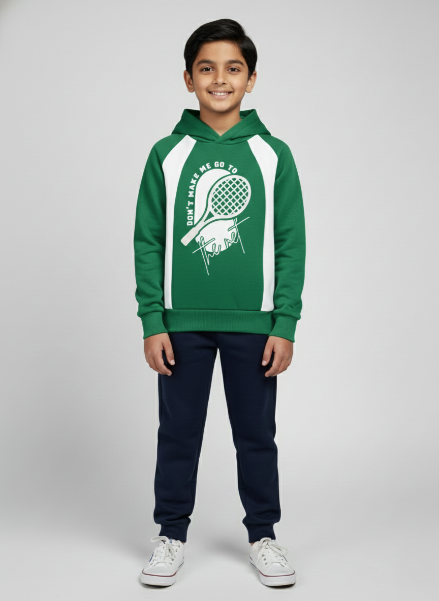Boys Green Hoodie Printed Hoodie Sweatshirt