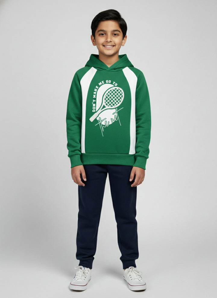 Boys Green Hoodie Printed Hoodie Sweatshirt