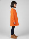Girls Orange Collar Neck Solid Dress