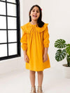 Girls Mustard  Frill Collar Kids Dress
