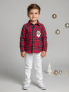 Boys Red Checked Flannel Santa Shirt
