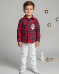 Boys Red Checked Flannel Santa Shirt