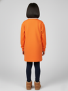 Girls Orange Collar Neck Solid Dress