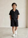 Boys Black Cotton Gauze Summer Sets