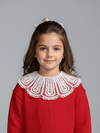 Girls' Red Lace Peter Pan Collar Sweatshirt