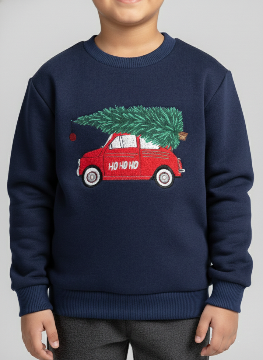 Boys Navy Full Sleeve Crewneck Sweatshirt