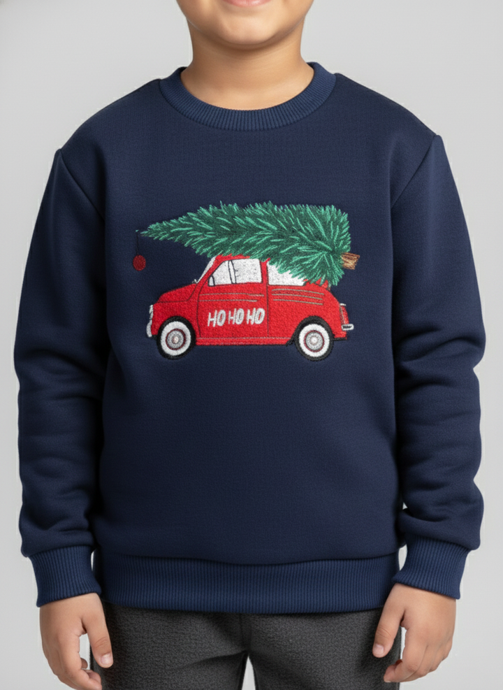 Boys Navy Full Sleeve Crewneck Sweatshirt