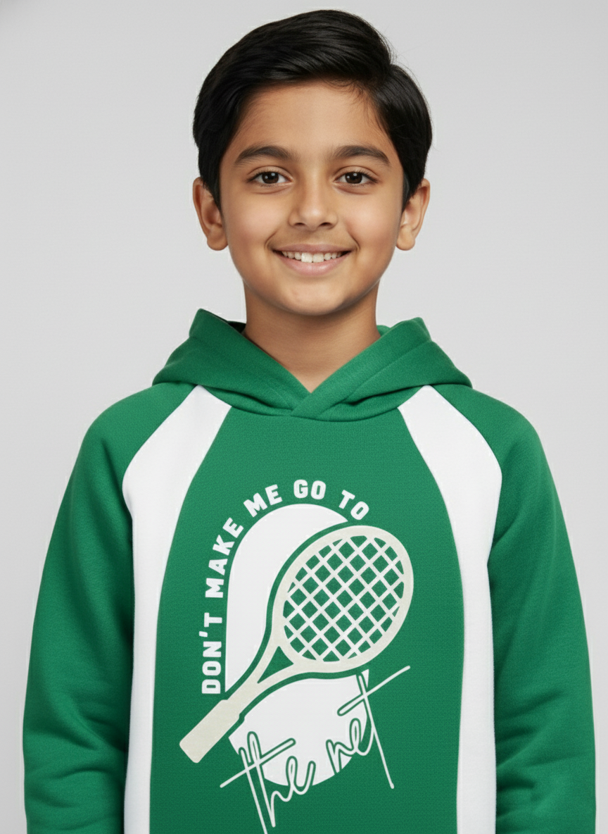Boys Green Hoodie Printed Hoodie Sweatshirt