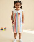 Striped Sleeveless Dress with Peter Pan Collar