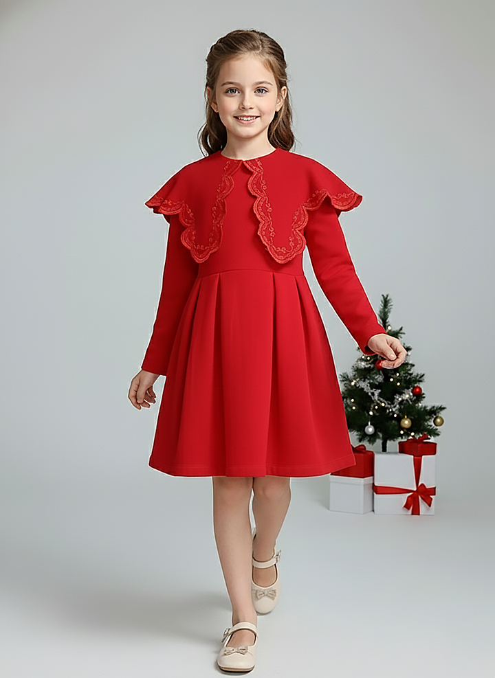 Girl Red Fleece Christmas Princess Dress