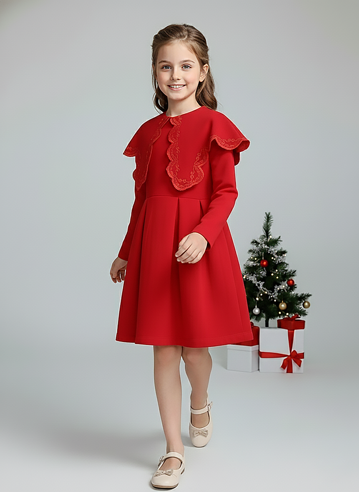 Girl Red Fleece Christmas Princess Dress