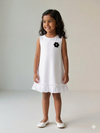 White Cotton Sleeveless Ruffle Hem Dress