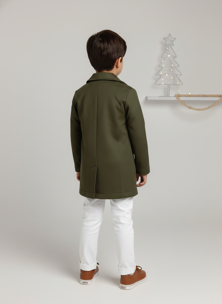 Boys' Olive Green Faux Suede Coat