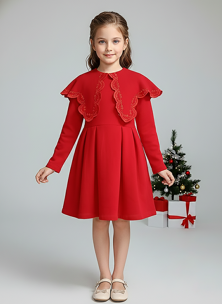 Girl Red Fleece Christmas Princess Dress