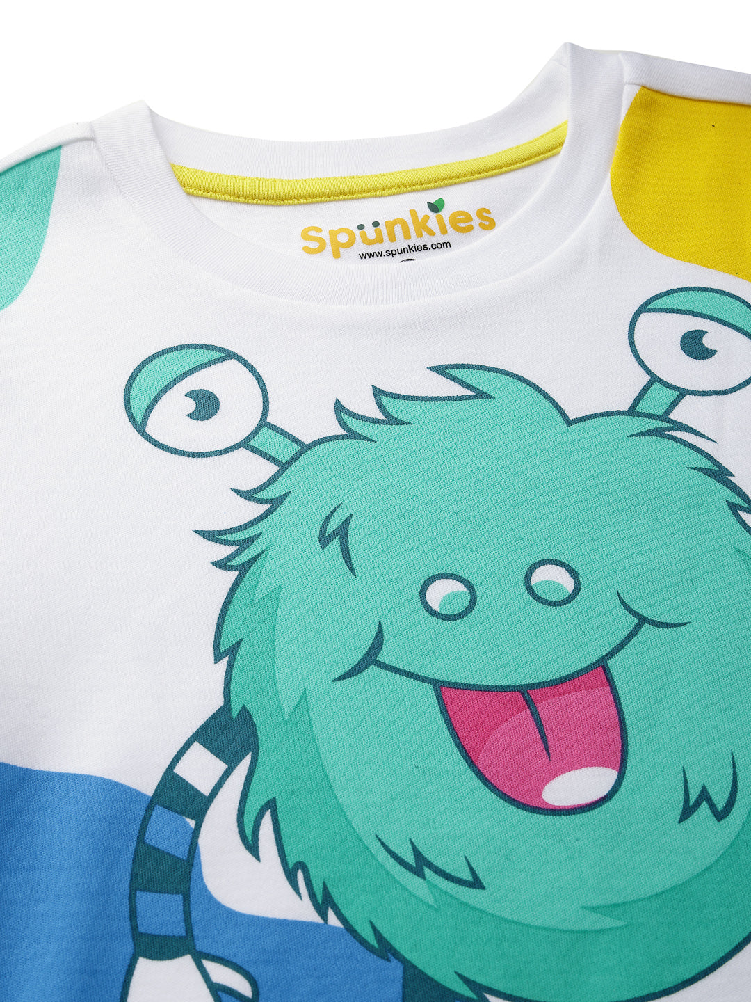 Soothing White Happy Monster Printed Unisex Sets