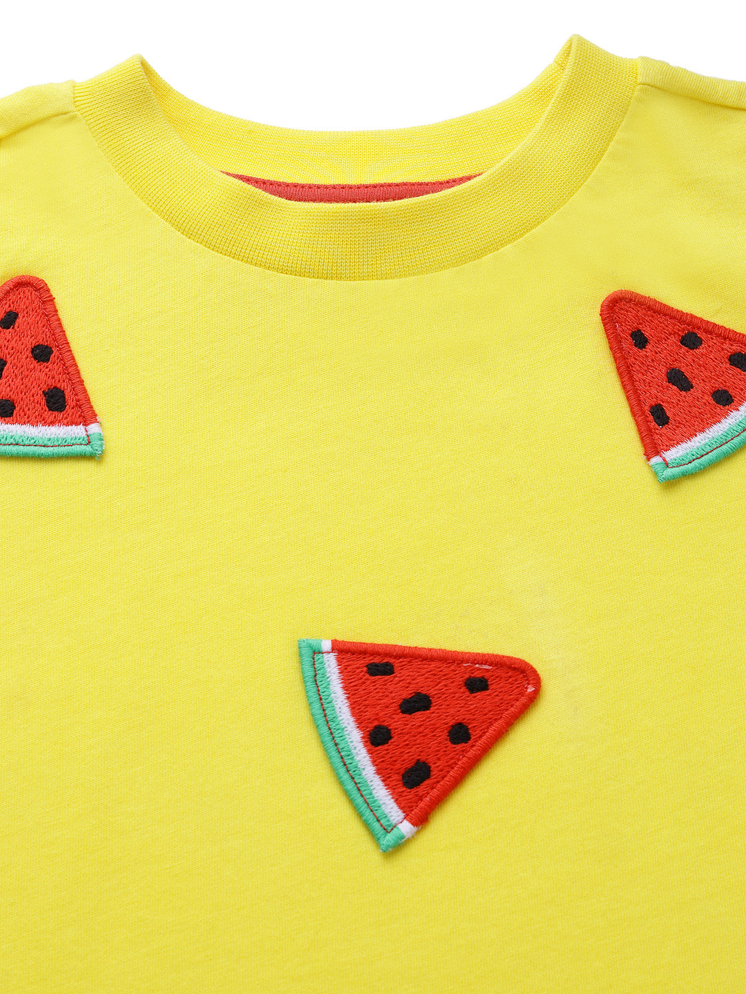 Trendy Watermelon Embroidered Badge Girls top