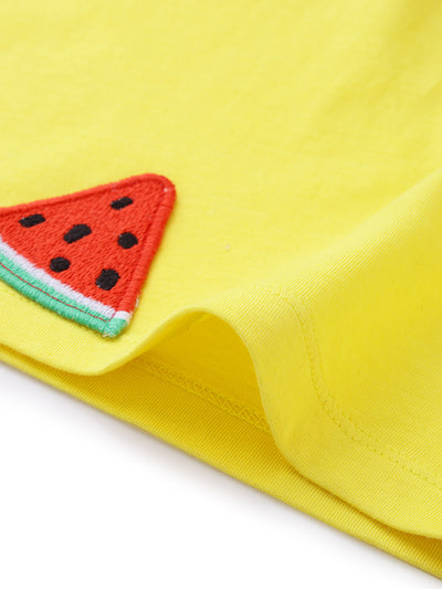 Trendy Watermelon Embroidered Badge Girls top