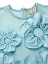 Aqua Sleeveless 3D Floral Dress