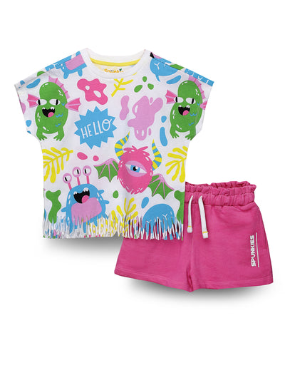 Jolly pink & white Happy Monster Sets for girl