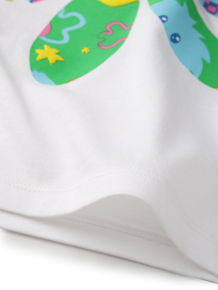 Classic white fancy printed girls top