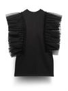 Girls Black Flutter Frill A-Line Top