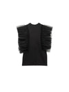 Spunkies Black Girls Solid Round Neck Frilled Sleeves Shift Dress
