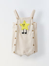 Spunkies Cotton Structure Jersey Knit Embroidered Patch Regular Casual Wear Romper Infant Sleeveless Off White Soft Fabric