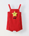Spunkies Cotton Structure Jersey Knit Embroidered Patch Regular Casual Wear Romper Infant Sleeveless Red Soft Fabric