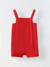 Spunkies Cotton Structure Jersey Knit Embroidered Patch Regular Casual Wear Romper Infant Sleeveless Red Soft Fabric