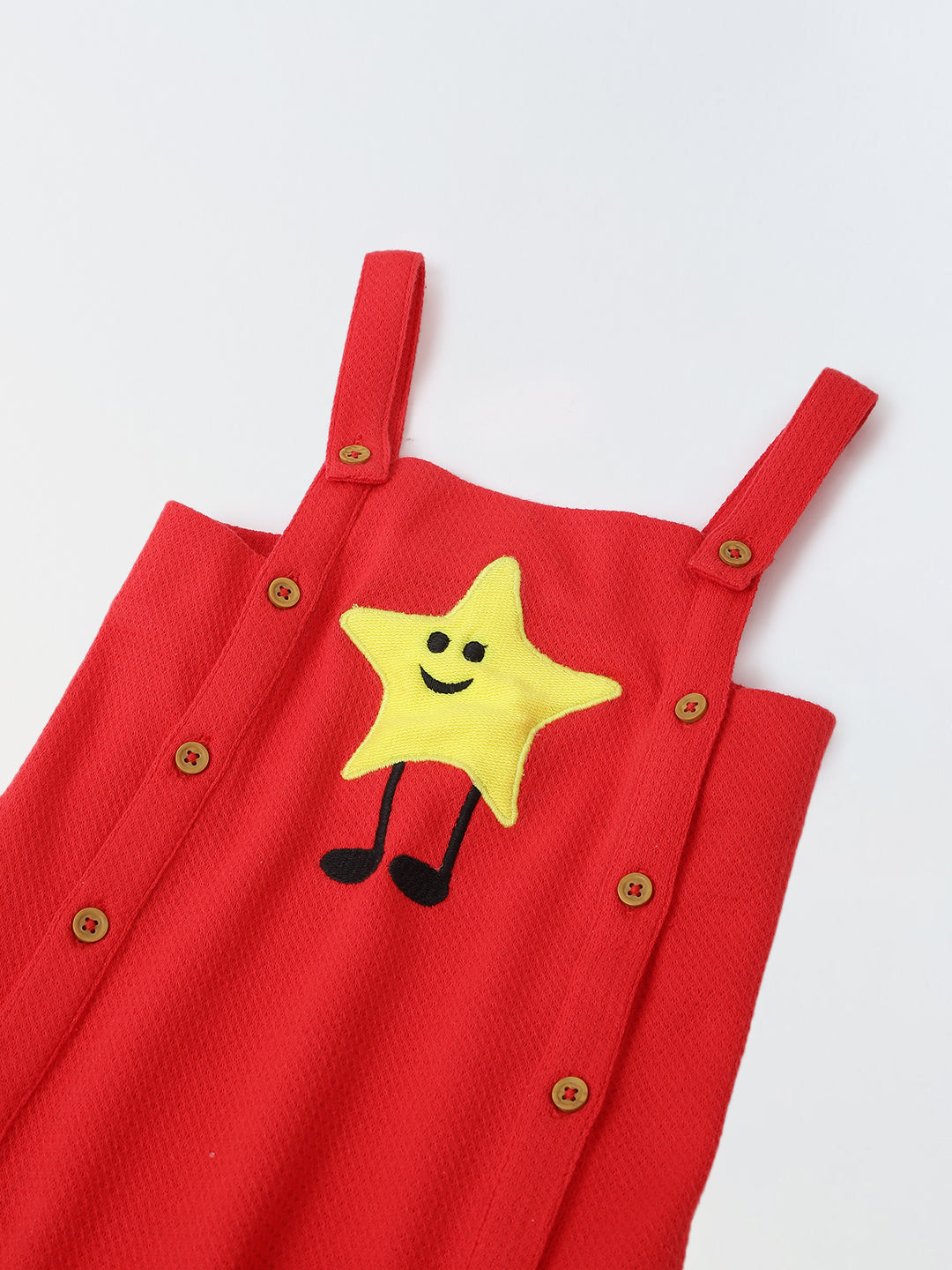 Spunkies Cotton Structure Jersey Knit Embroidered Patch Regular Casual Wear Romper Infant Sleeveless Red Soft Fabric