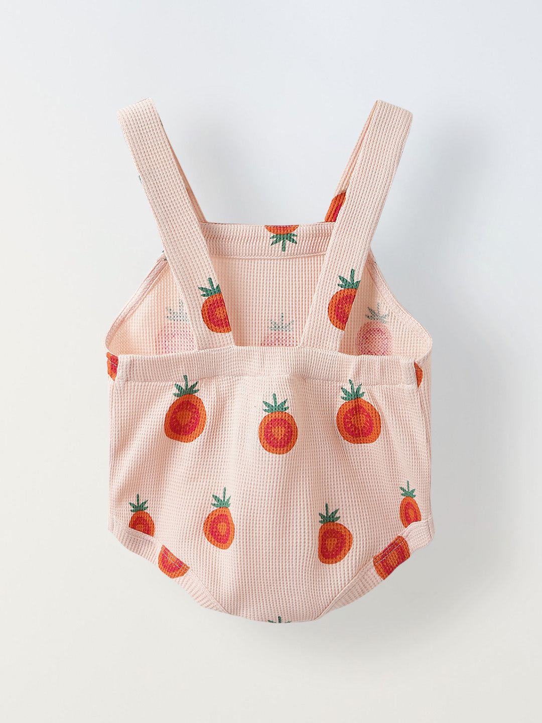 Spunkies Cotton Waffle Knit Printed Regular Casual Wear Romper Infant Sleeveless Ecru Soft Fabric