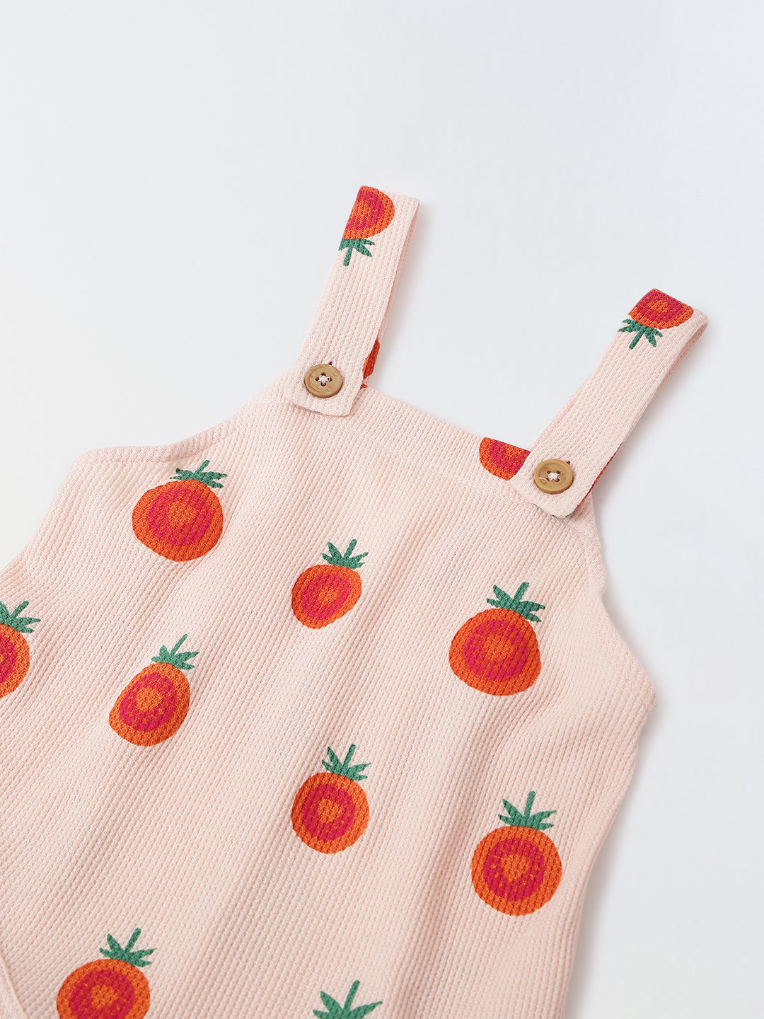 Spunkies Cotton Waffle Knit Printed Regular Casual Wear Romper Infant Sleeveless Ecru Soft Fabric