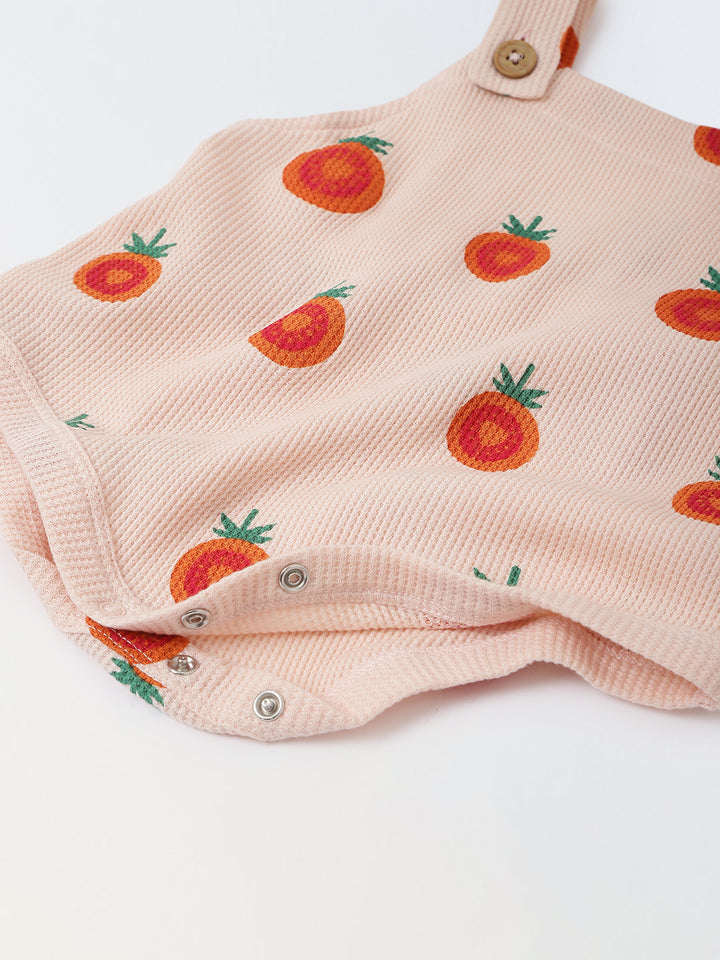 Spunkies Cotton Waffle Knit Printed Regular Casual Wear Romper Infant Pack of 2