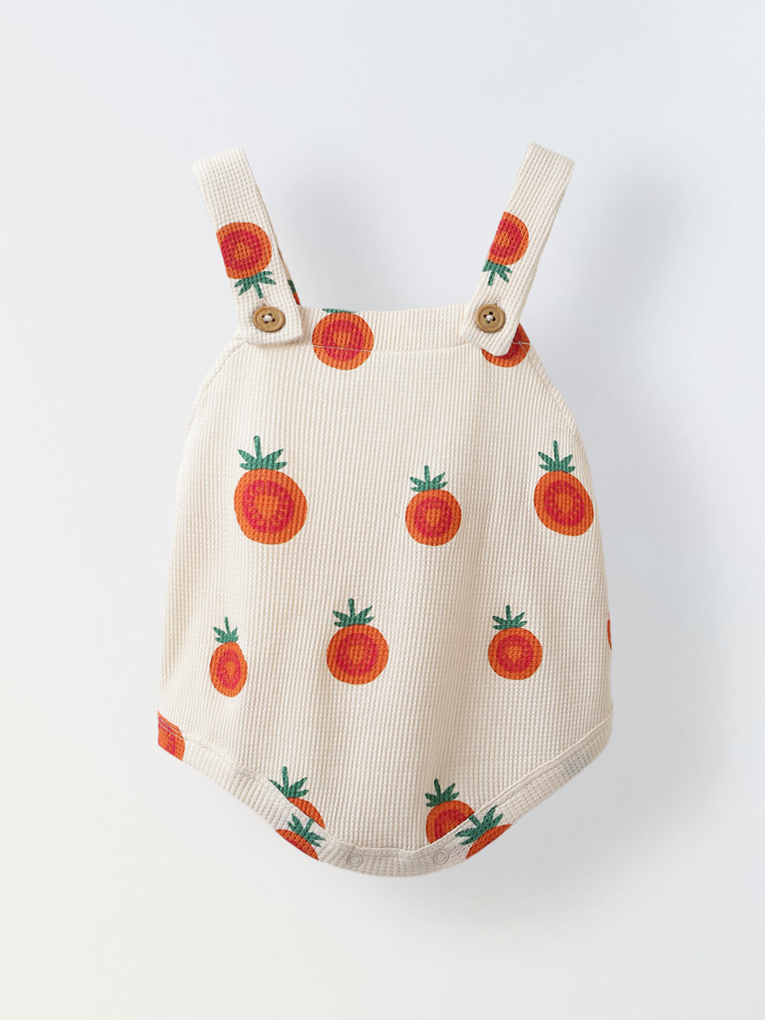 Spunkies Cotton Waffle Knit Printed Regular Casual Wear Romper Infant Sleeveless cream Soft Fabric