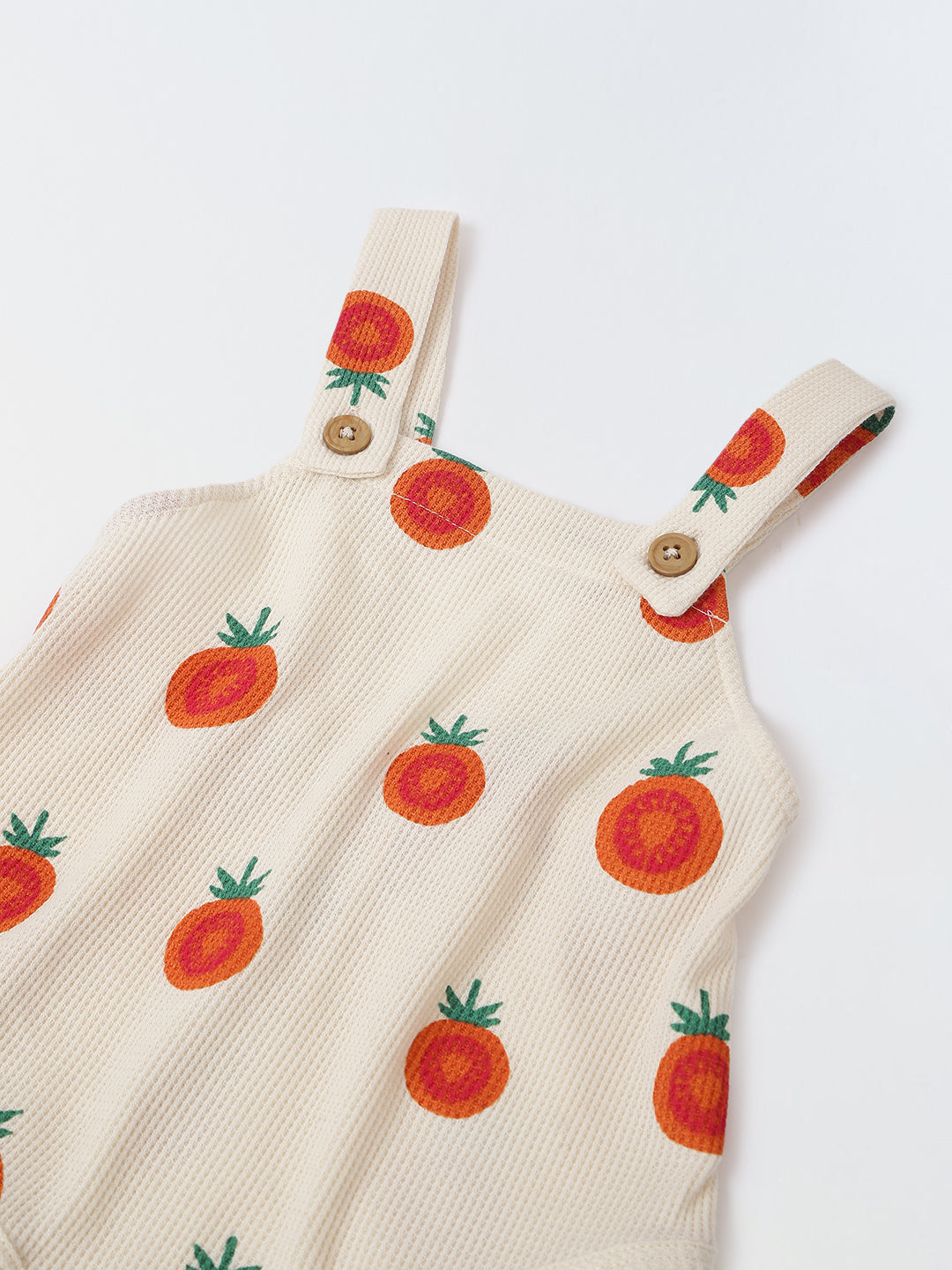Spunkies Cotton Waffle Knit Printed Regular Casual Wear Romper Infant Sleeveless cream Soft Fabric