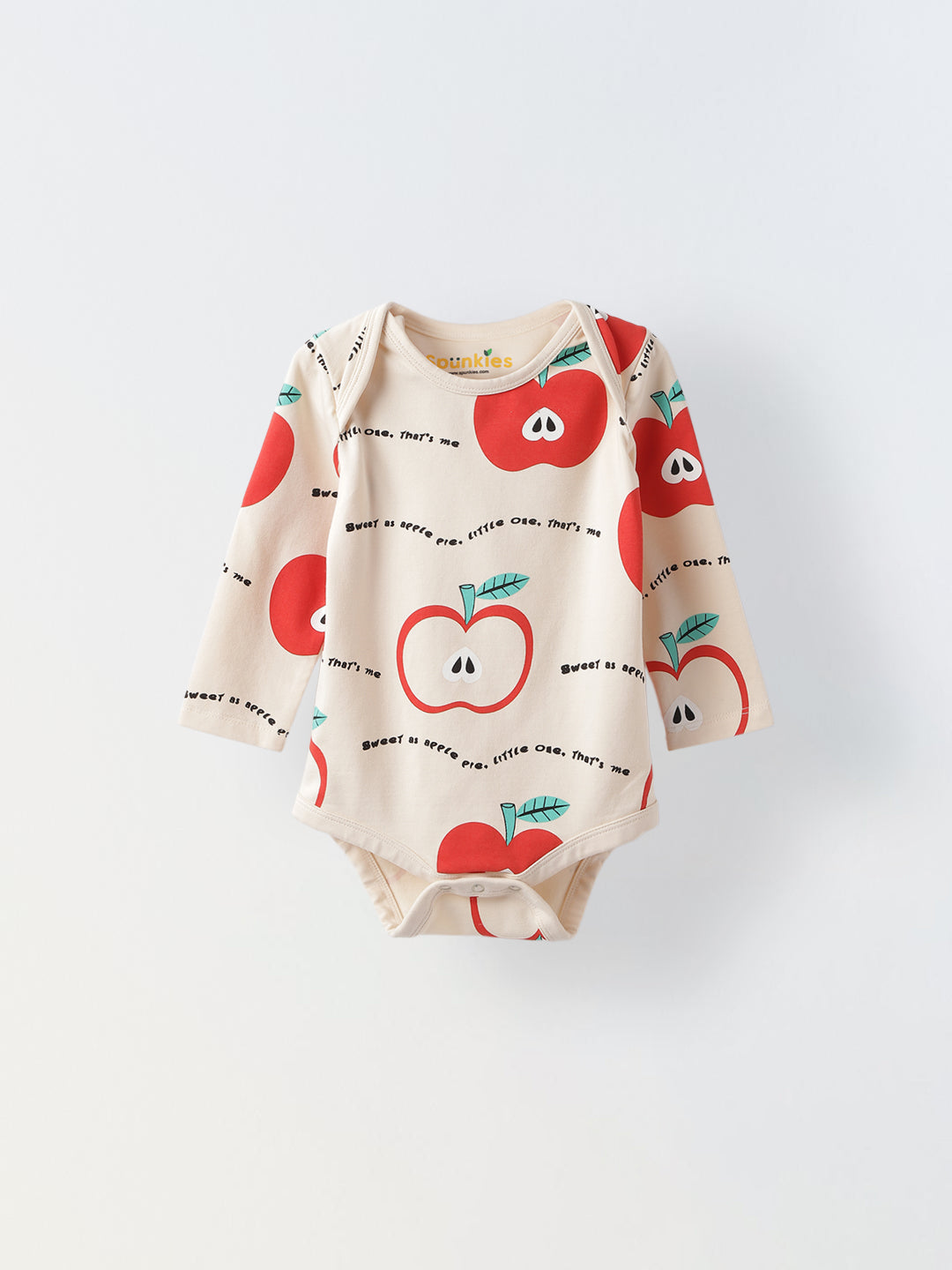 Infant Apple Print Bodysuit & Doodle Print Romper Combo - Fun & Cozy Two-Piece Set