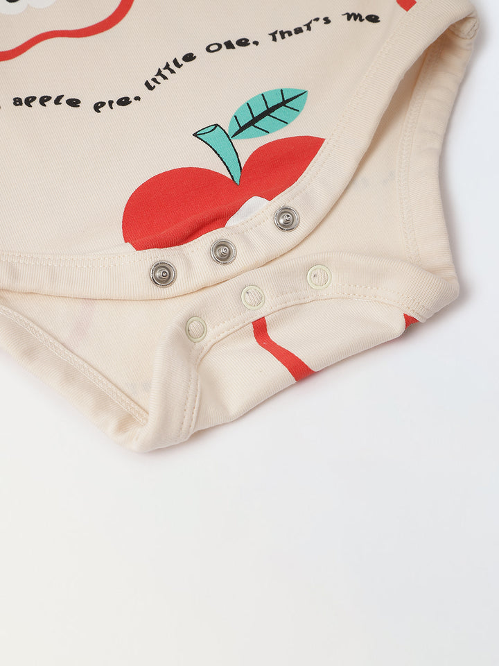 Infant Apple Print Bodysuit & Doodle Print Romper Combo - Fun & Cozy Two-Piece Set