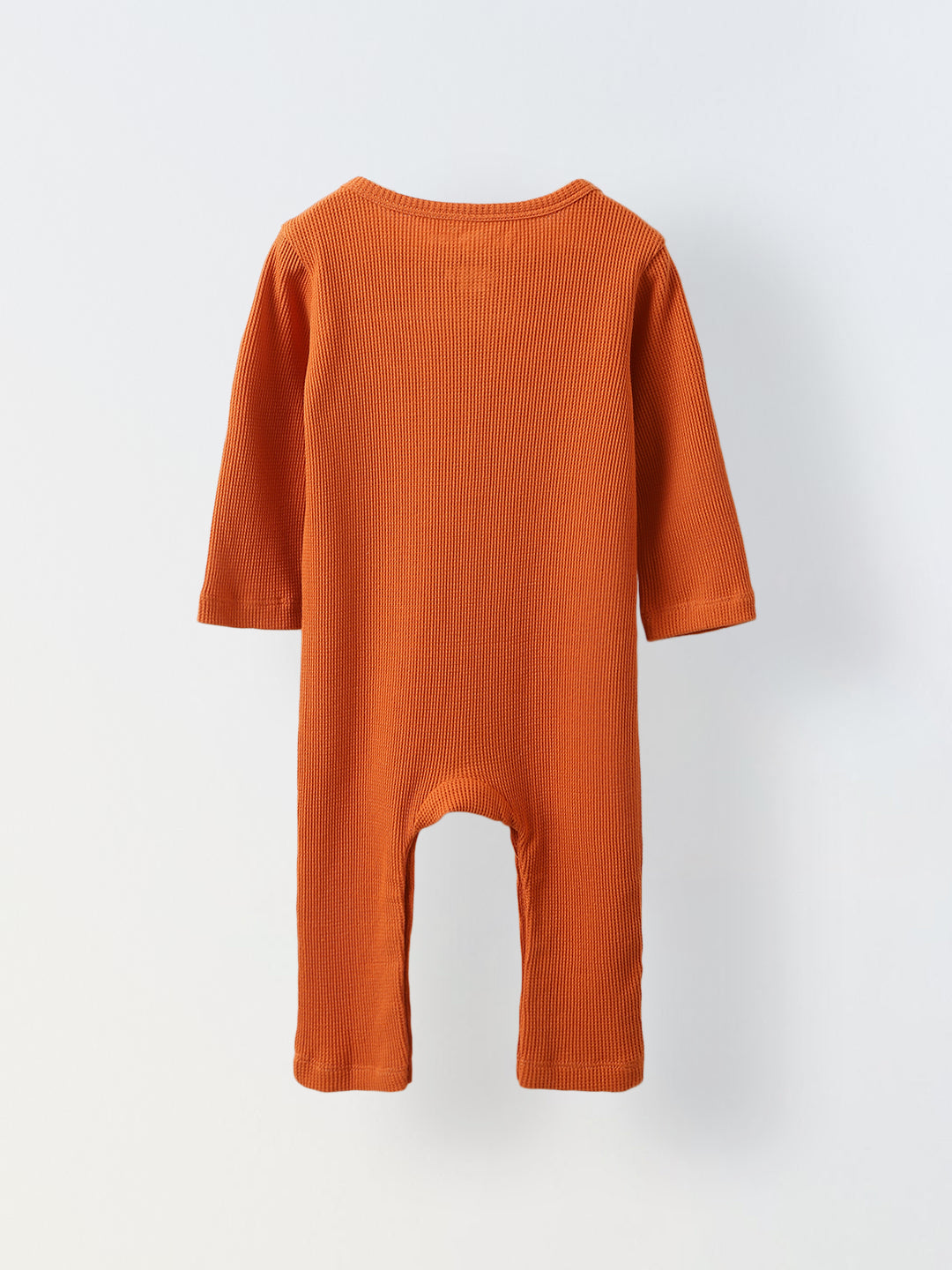 Spunkies Cotton Waffle Knit Solid Regular Casual Wear Romper Infant Full Sleeve Rust Soft Fabric